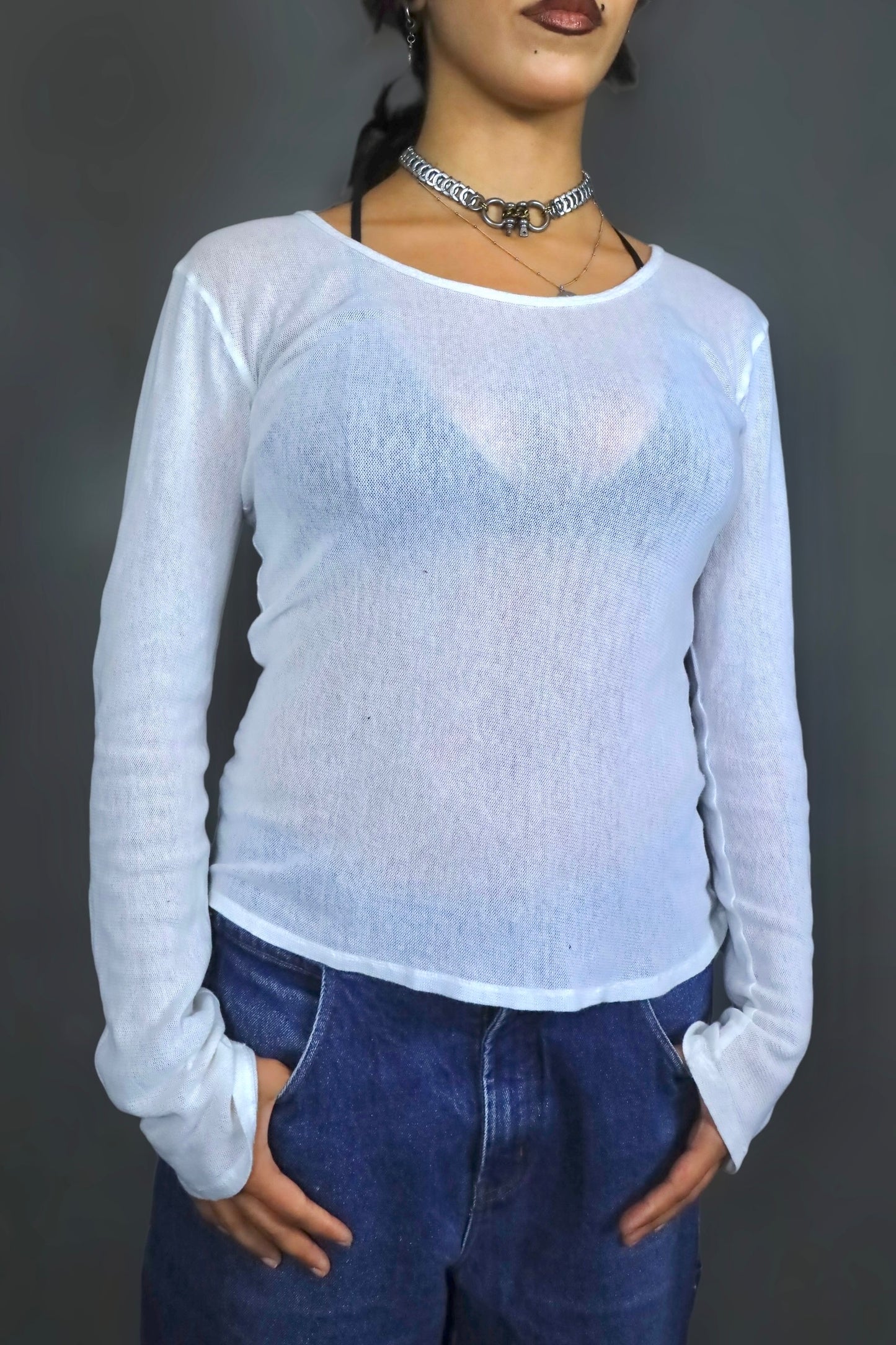 Top blanc transparent