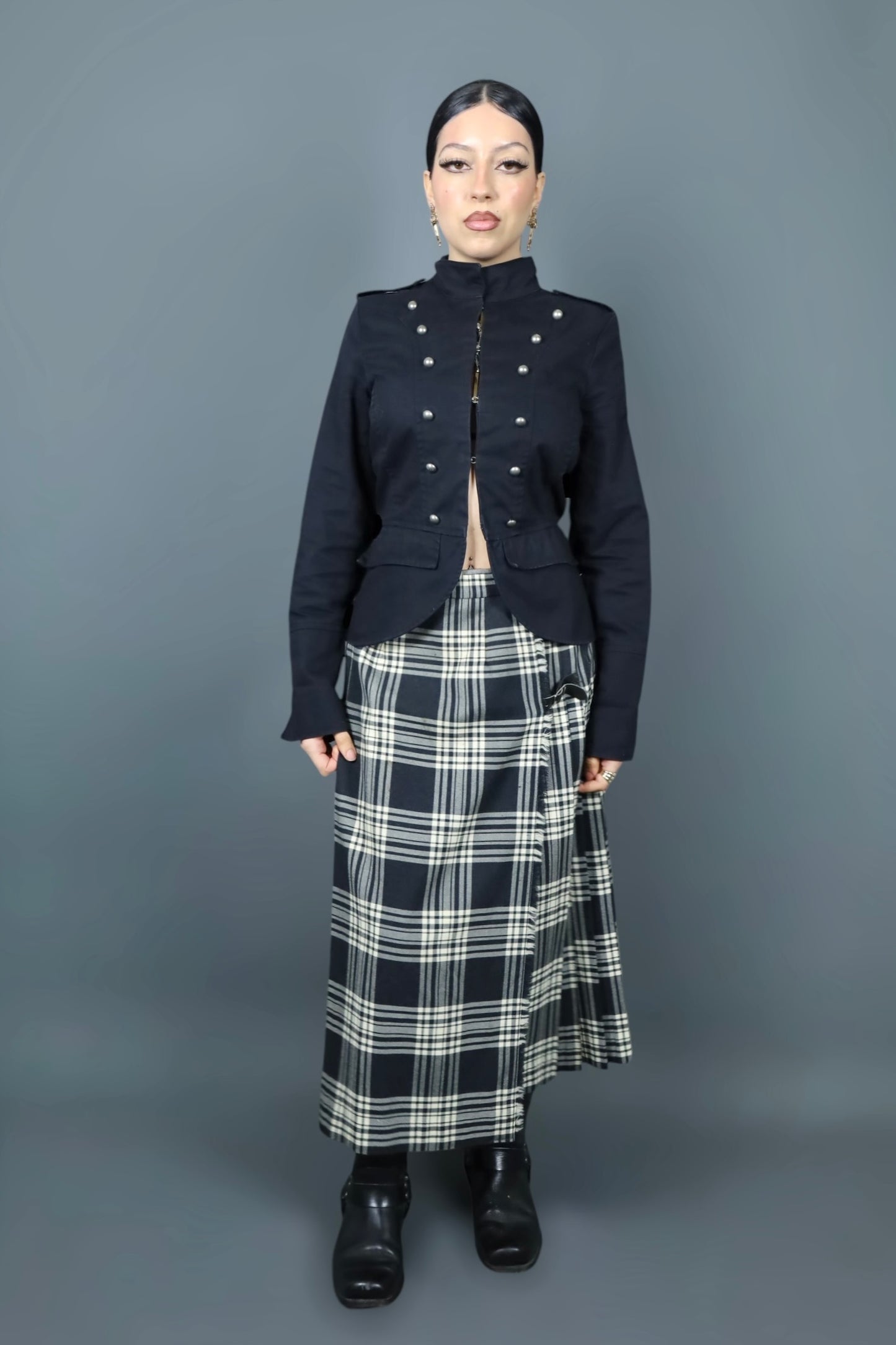 Kilt long à carreaux noirs