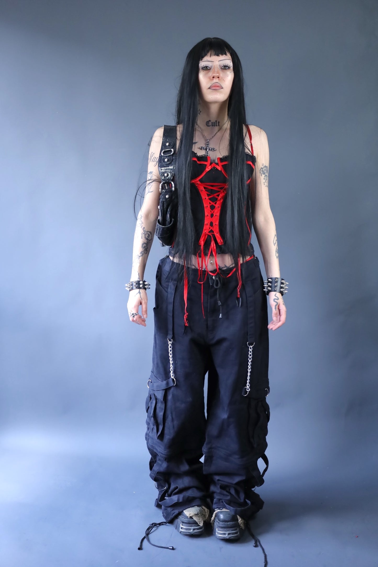 Top corset noir et rouge
