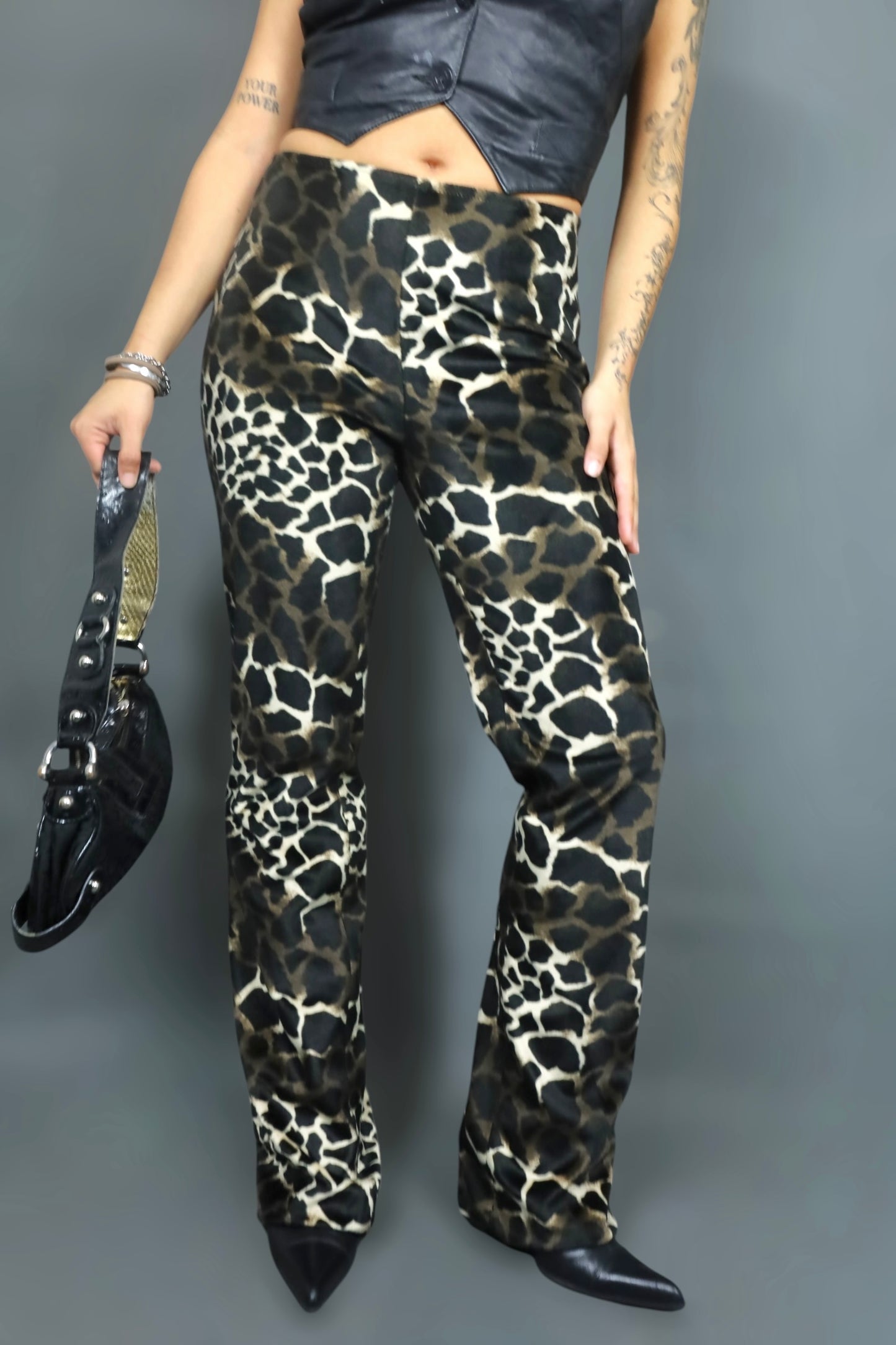 Pantalon en velours imprimé léopard