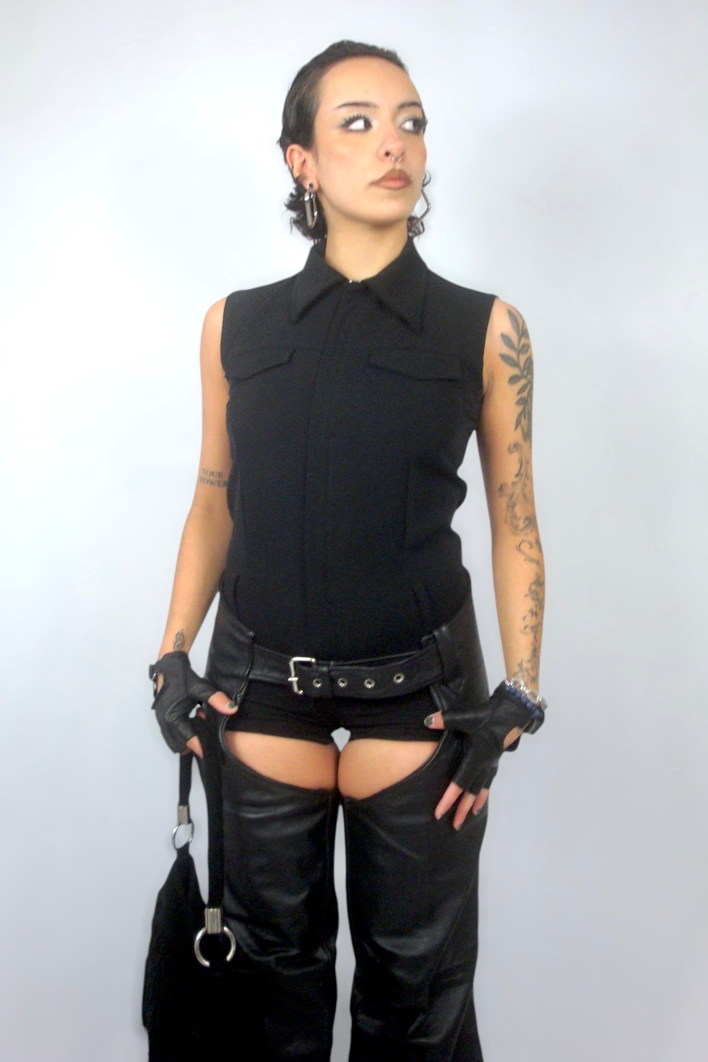 Chaps en cuir noir