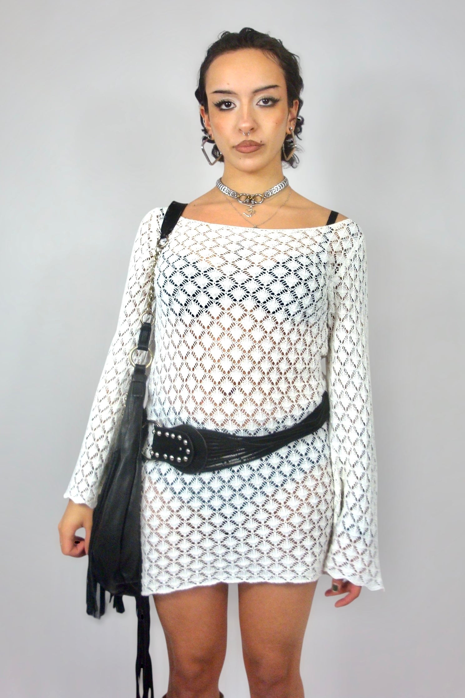 Ceinture noire à franges