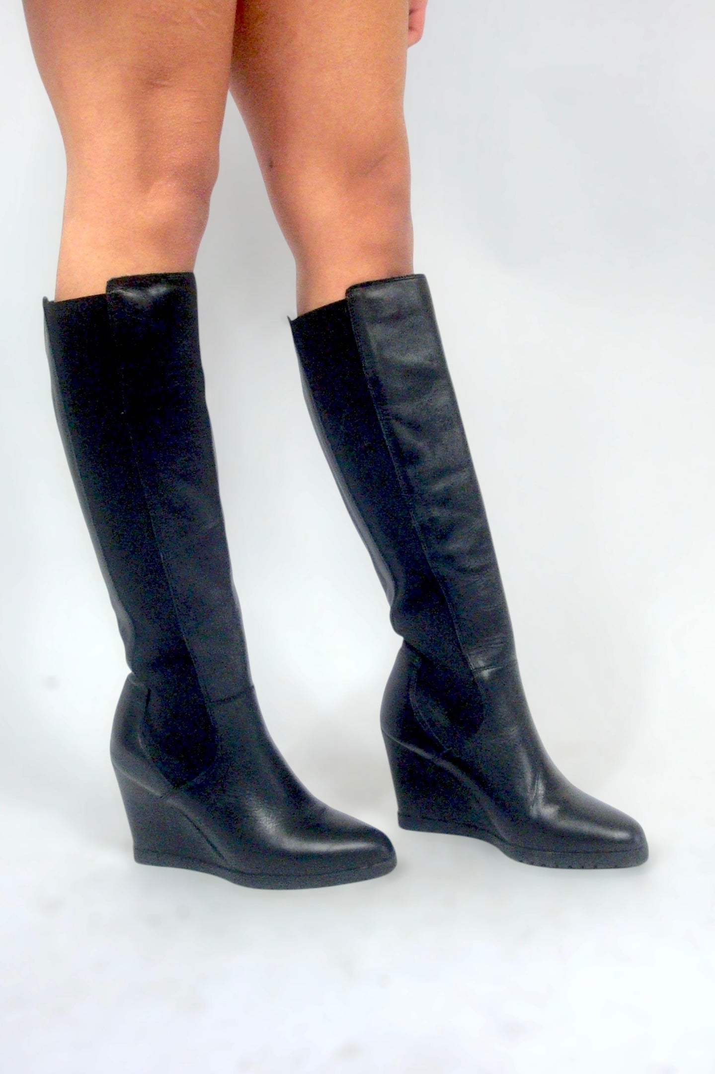 Bottes à talons compensés noires