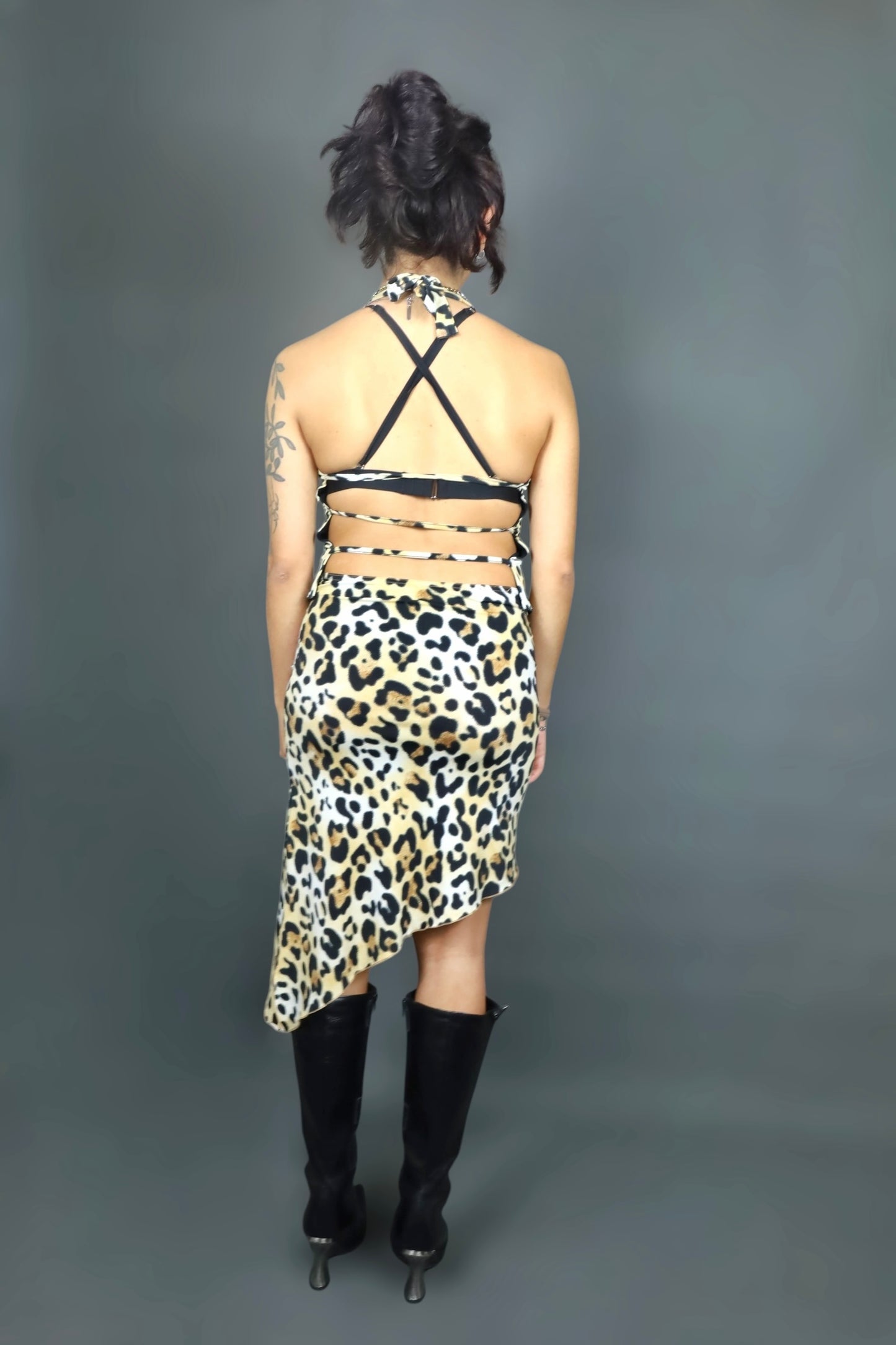 Ensemble jupe + dos nu léopard
