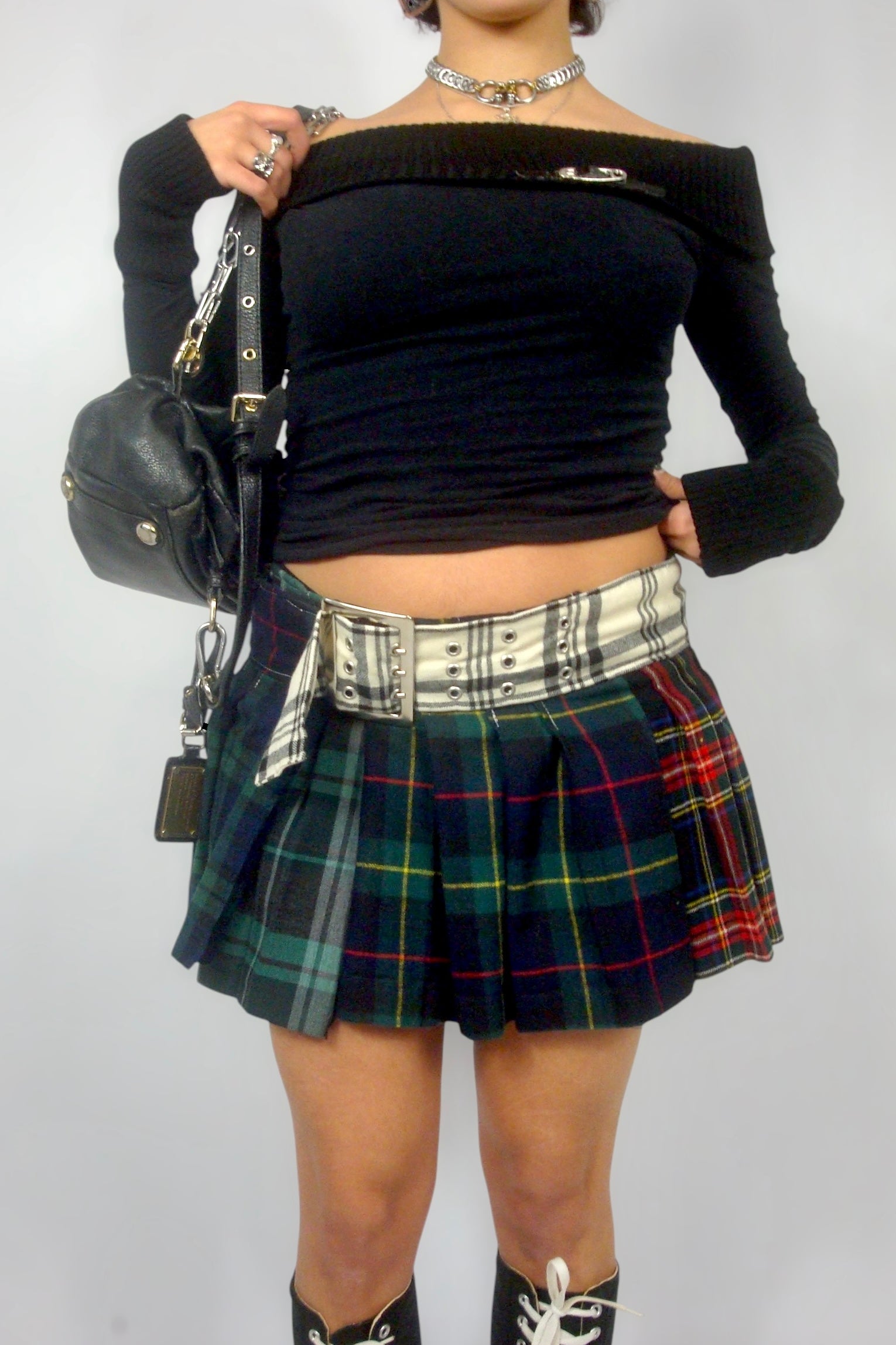 Mini jupe patchwork à carreaux