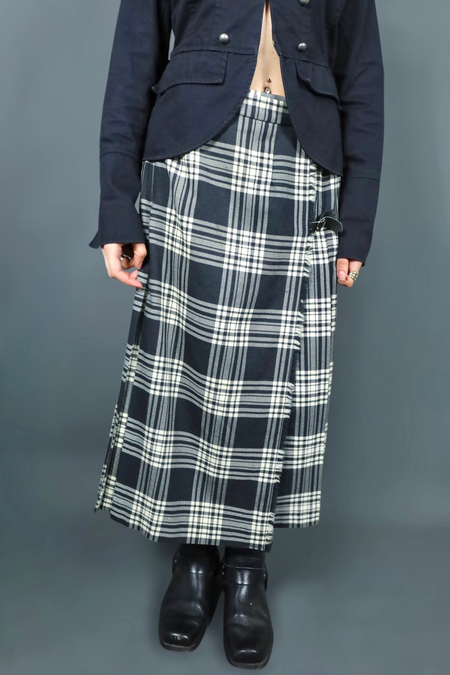 Kilt long à carreaux noirs