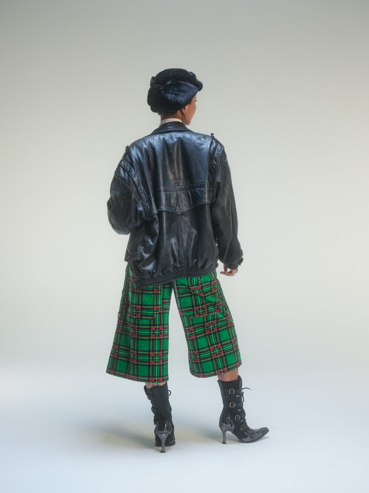Short baggy tartan vert deadstock