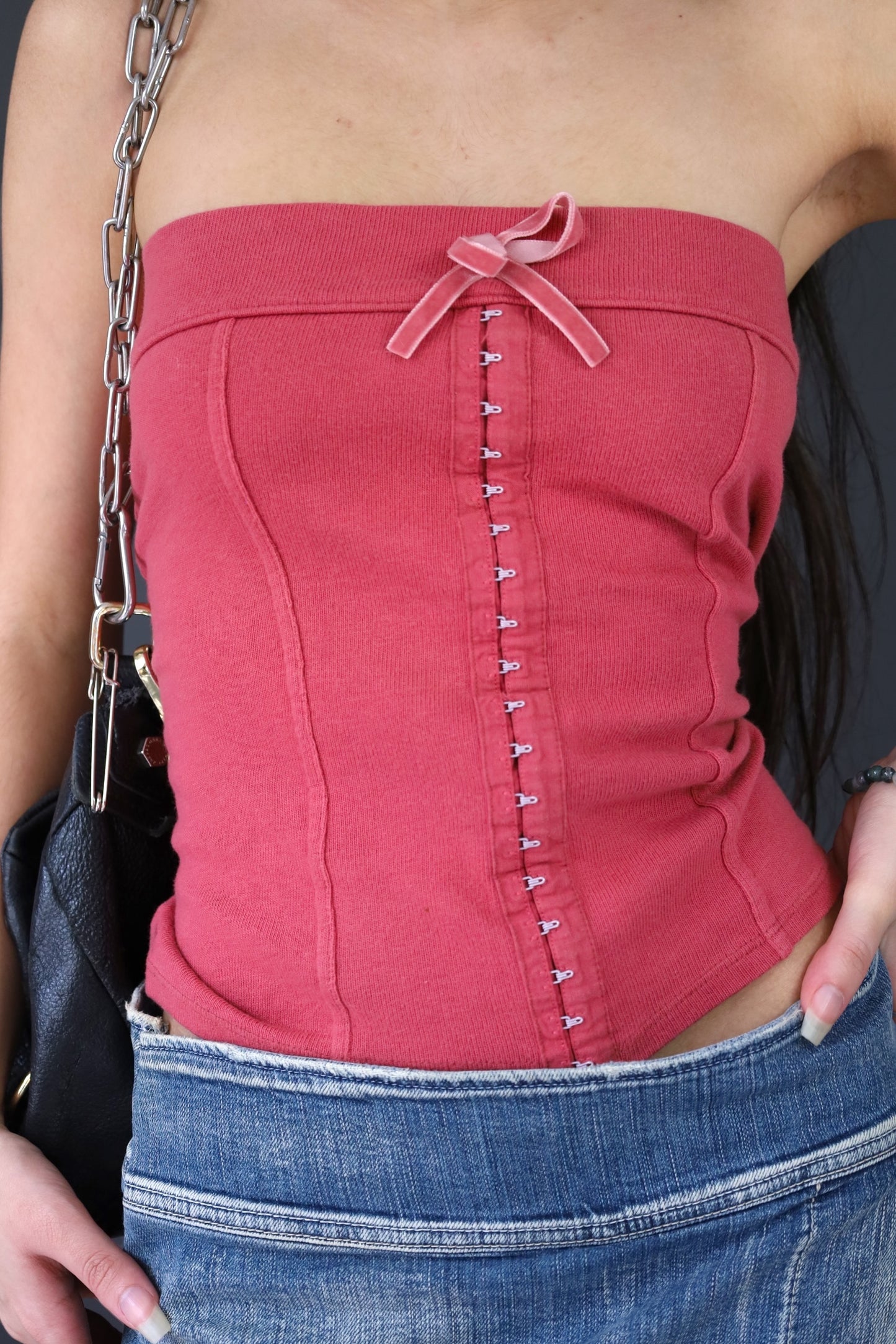 Bustier rose à ruban