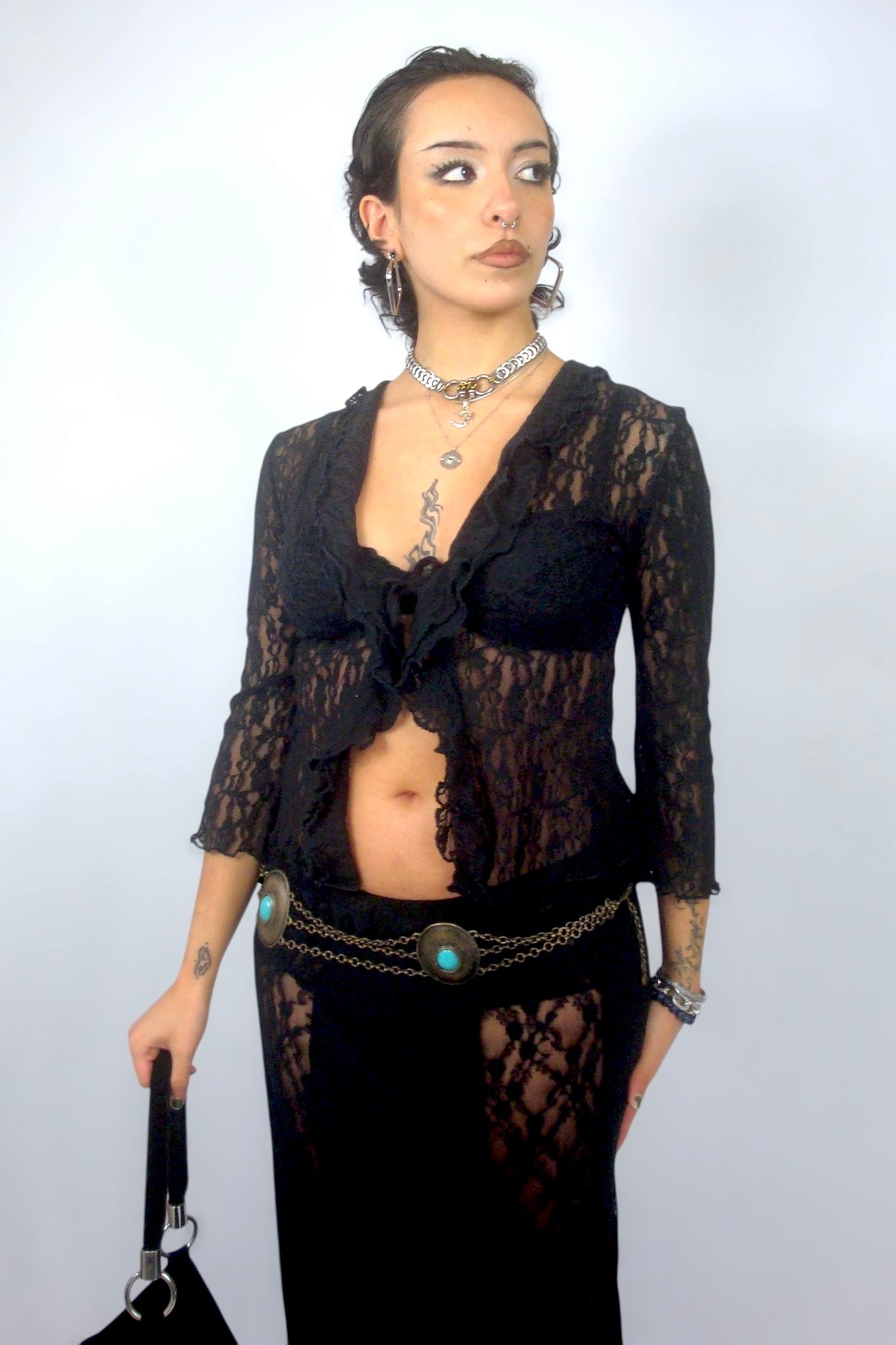 Ceinture chaîne à pierres bleues