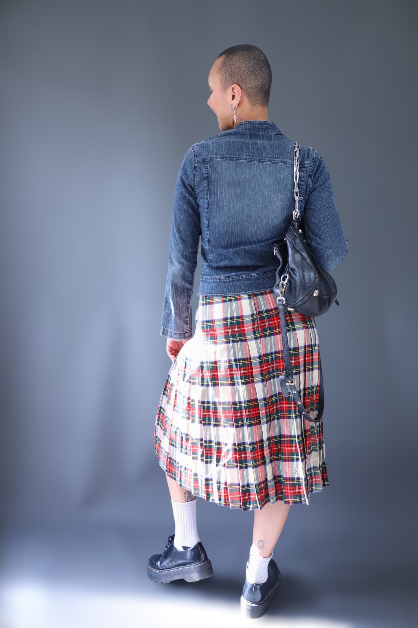 Kilt long à carreaux verts et rouges