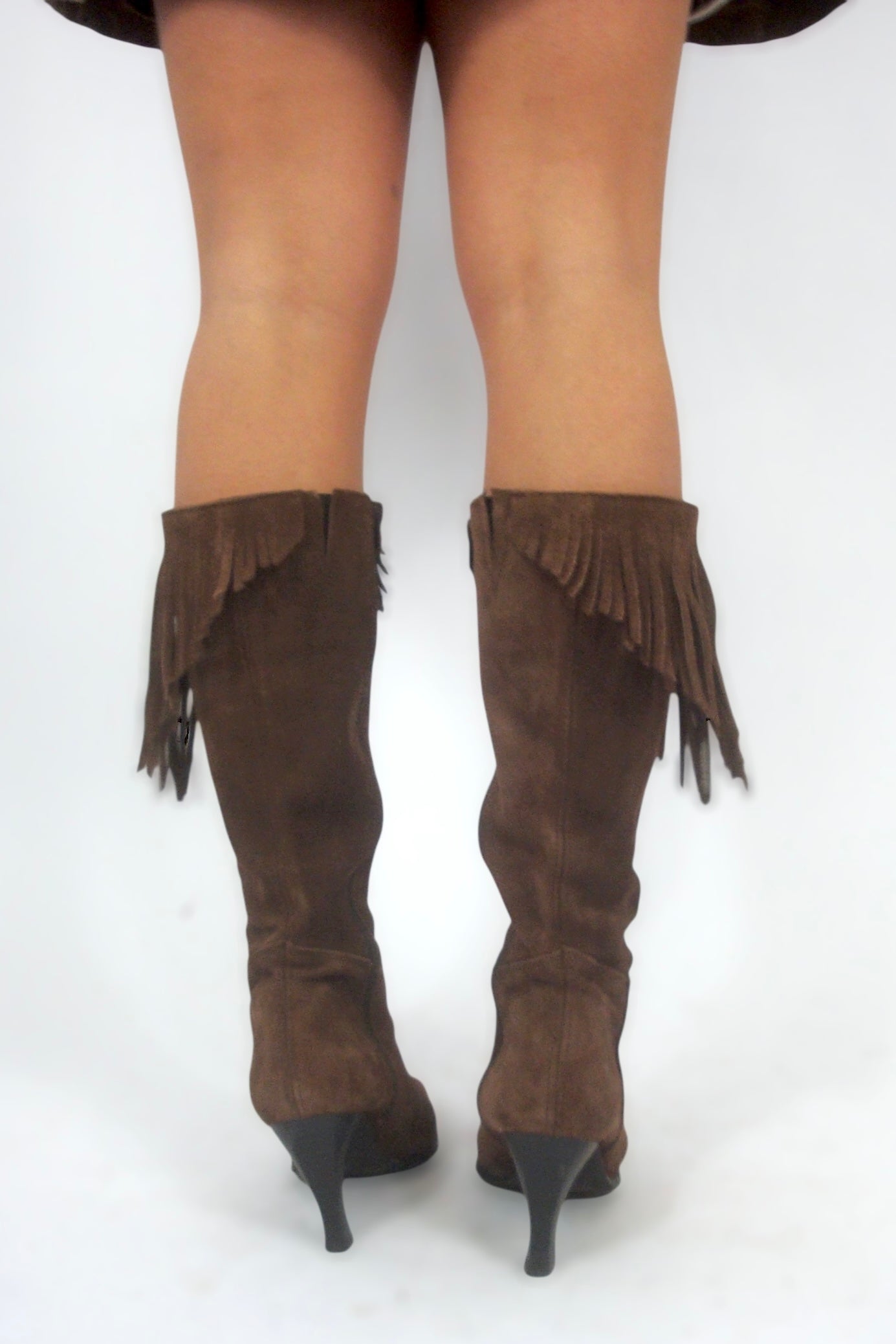 Botte à franges en daim marron