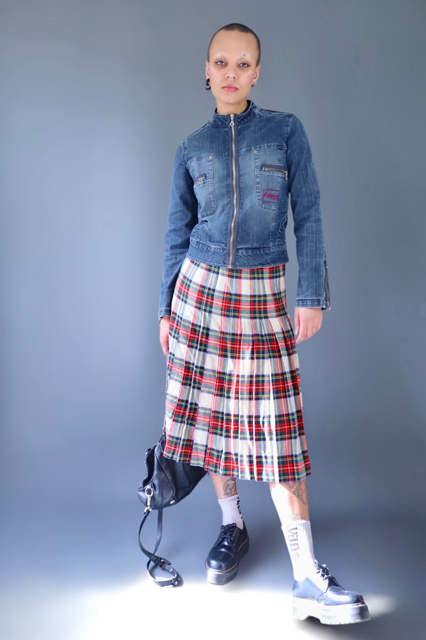 Kilt long à carreaux verts et rouges