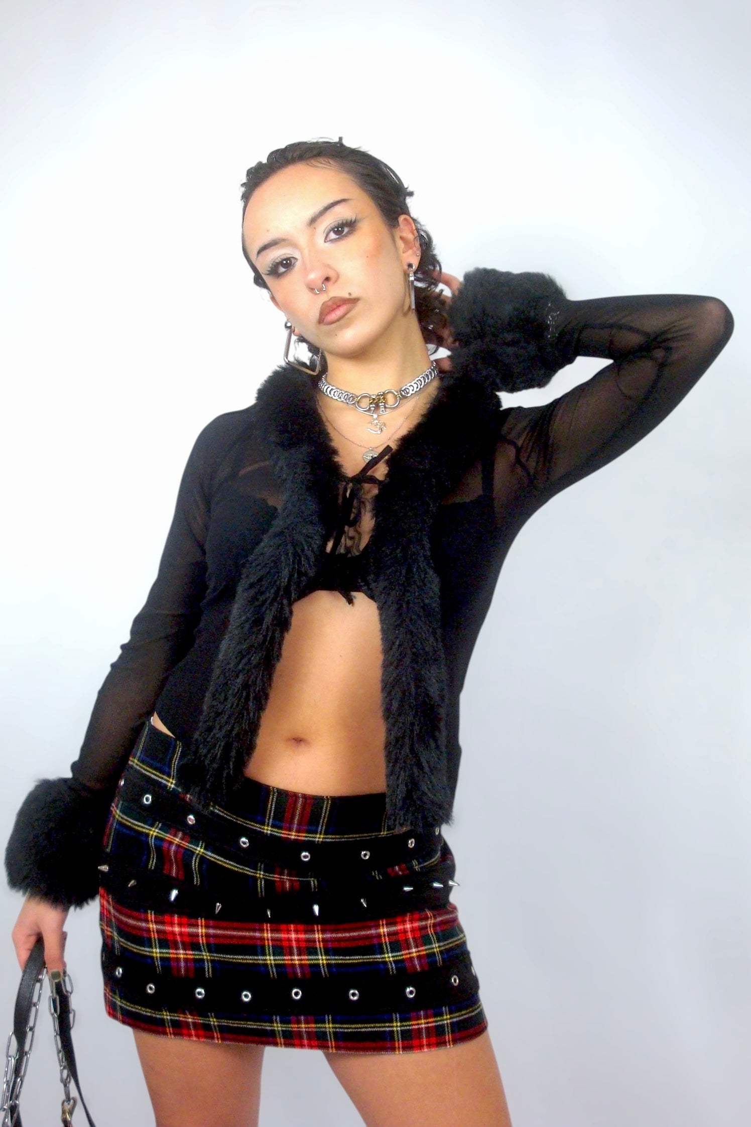 Mini jupe tartan à piques