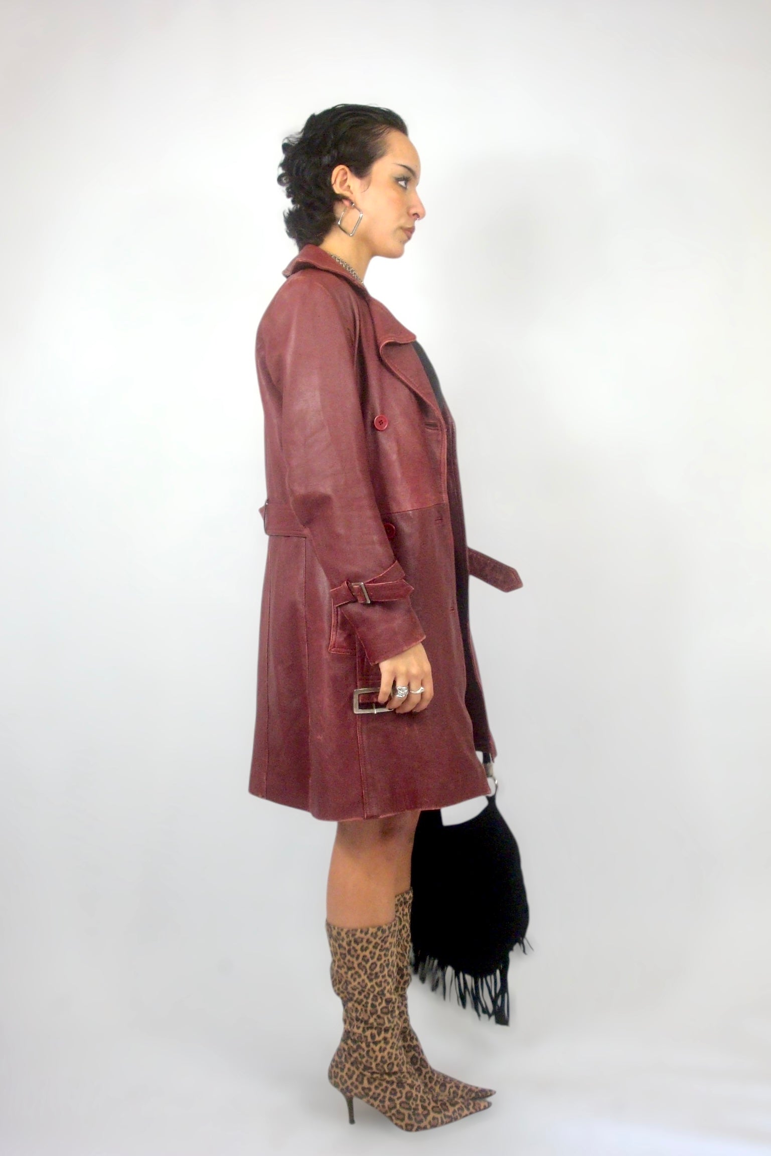 Trench en cuir rouge