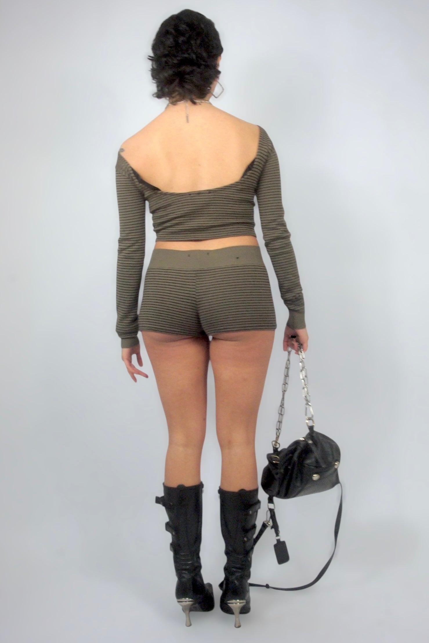 Ensemble short + top rayé