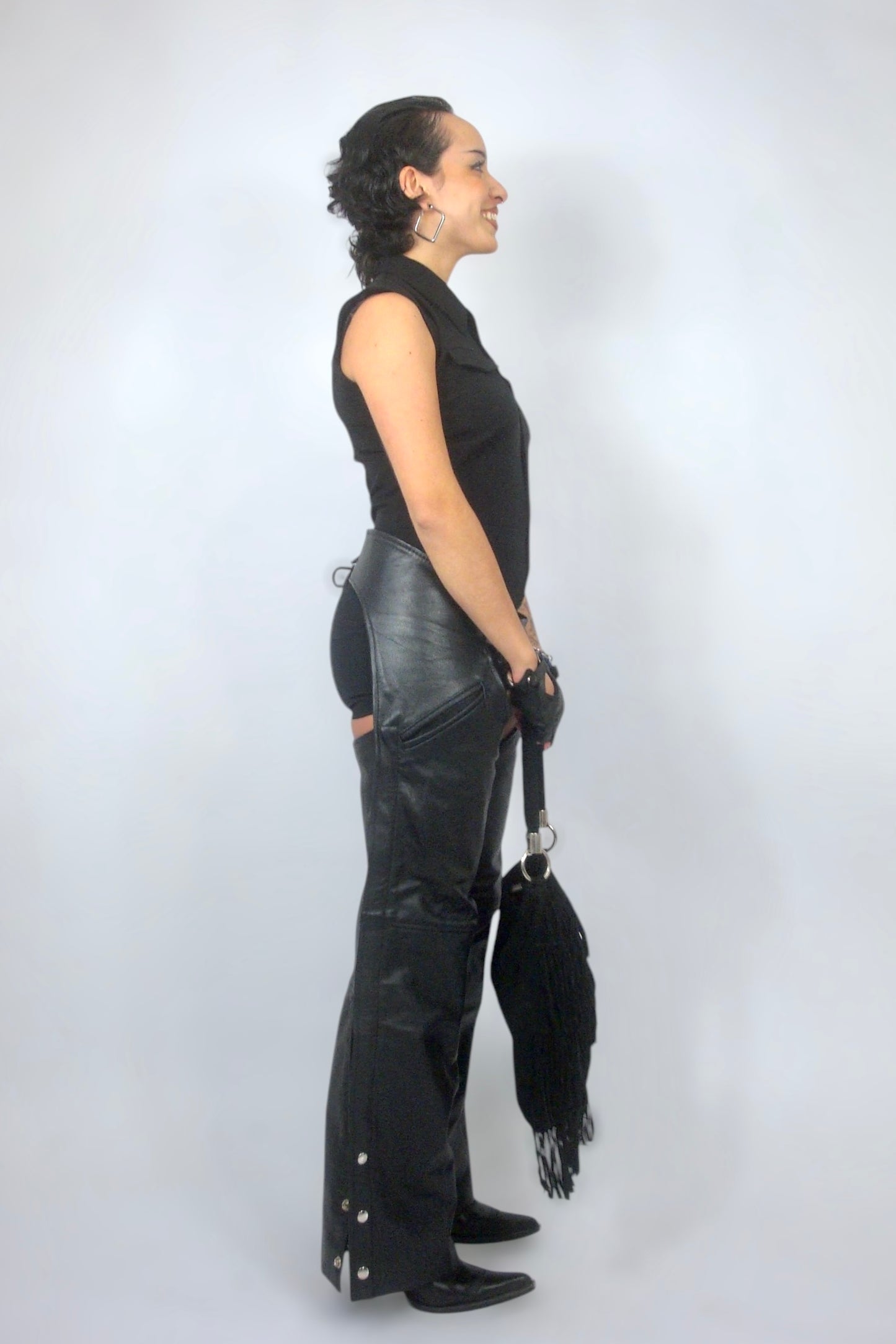 Chaps en cuir noir