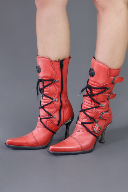 Bottes pointues rouge New Rock