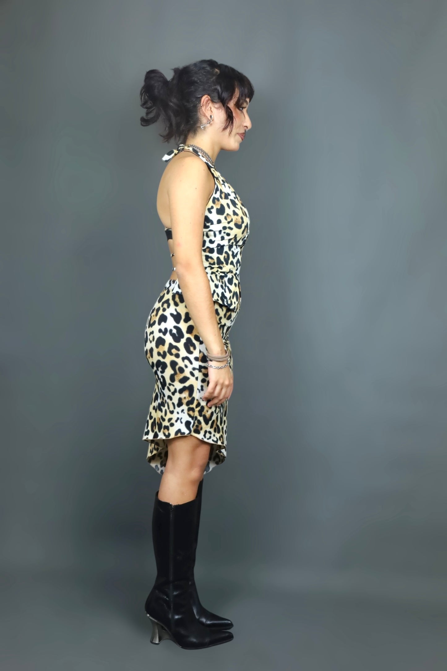 Ensemble jupe + dos nu léopard