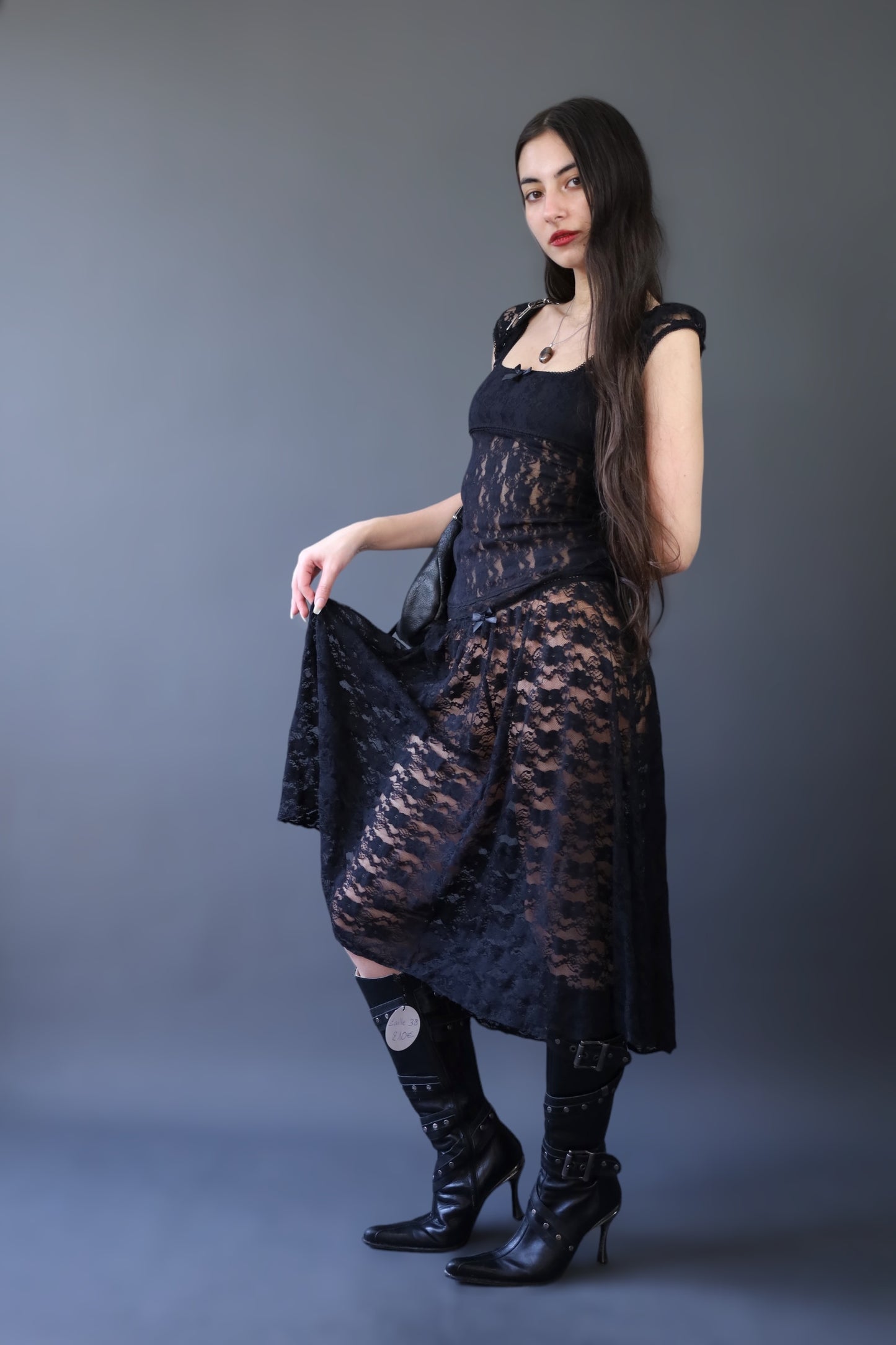 Top Babydoll en dentelle noire