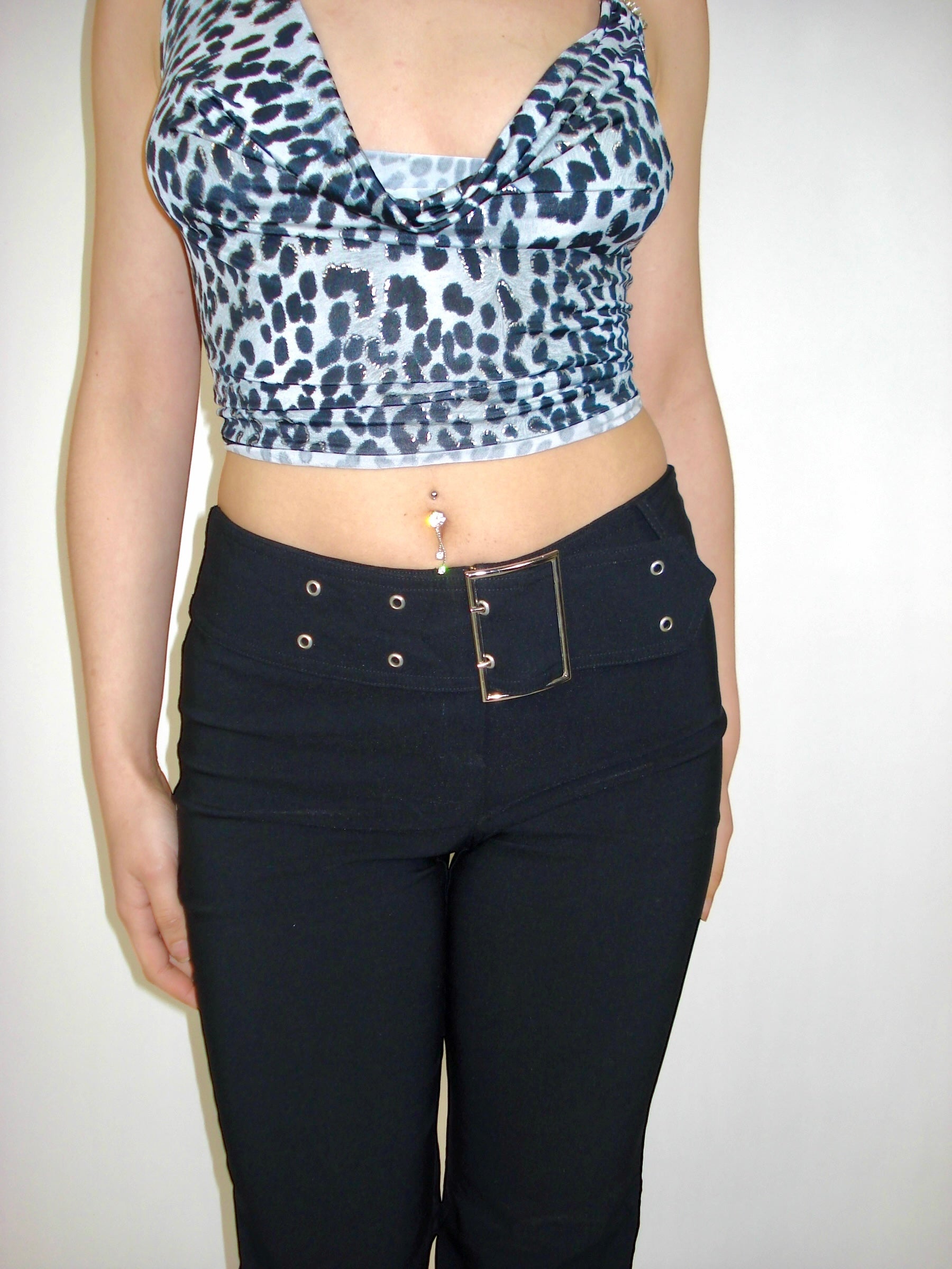 Pantalon flare noir à ceinture