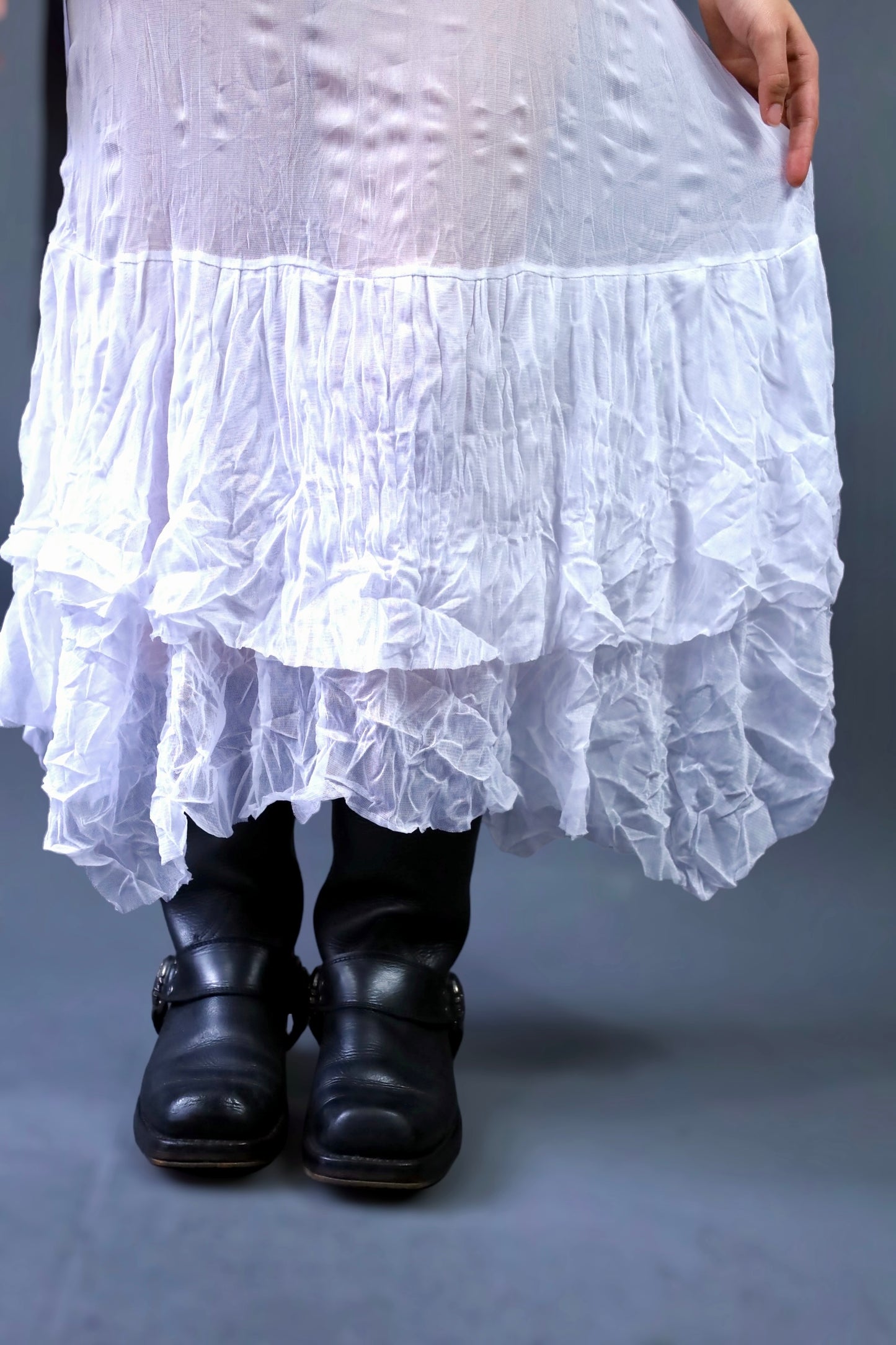Jupe longue blanche en mesh