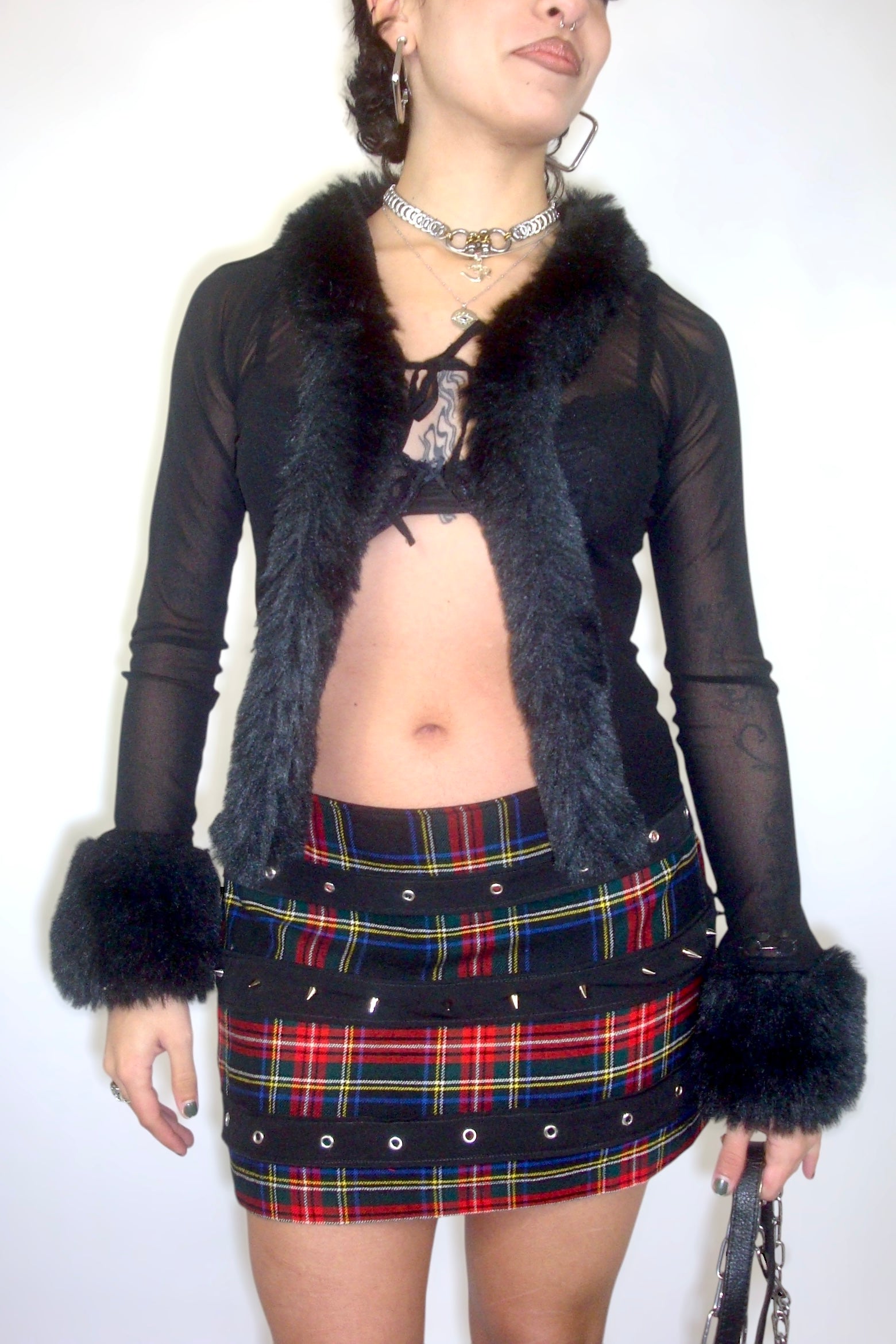 Gilet en mesh et fausse fourrure