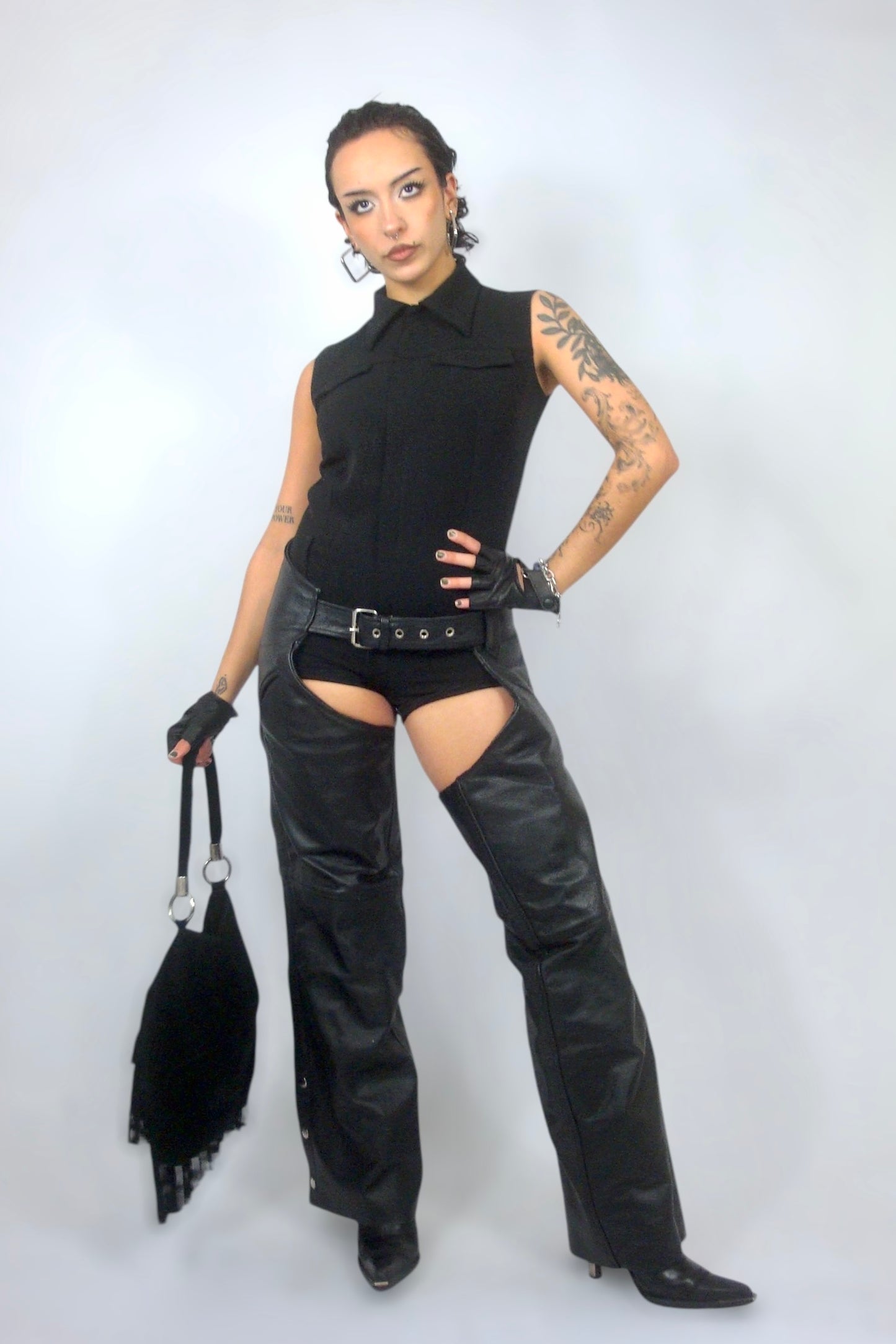 Chaps en cuir noir