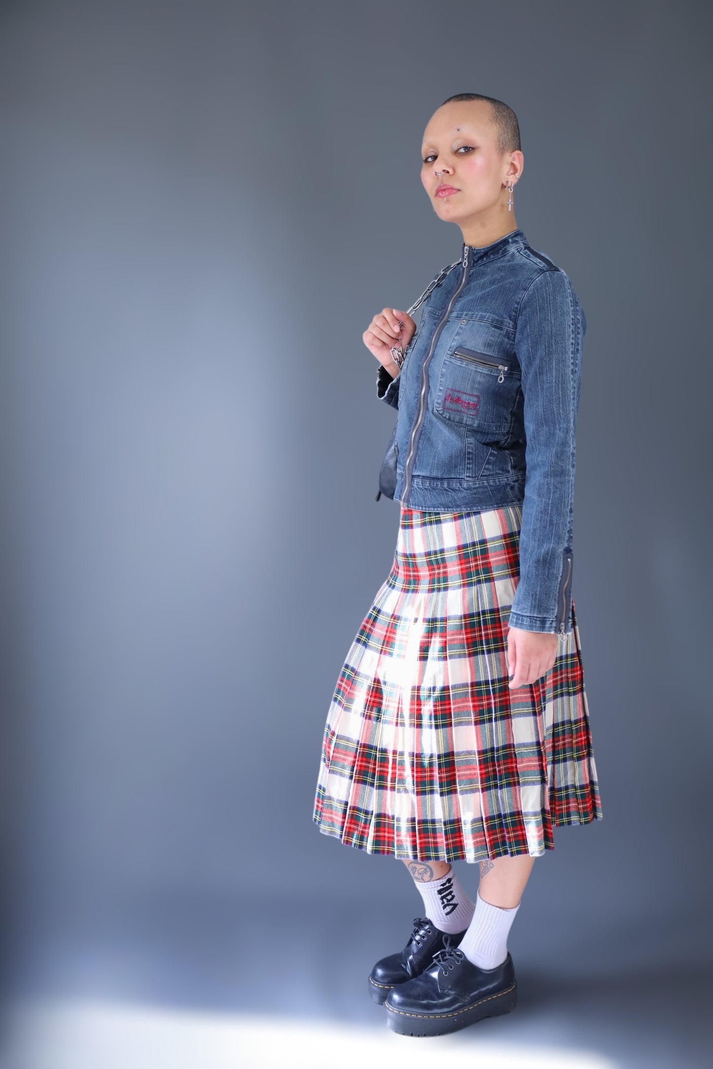 Kilt long à carreaux verts et rouges