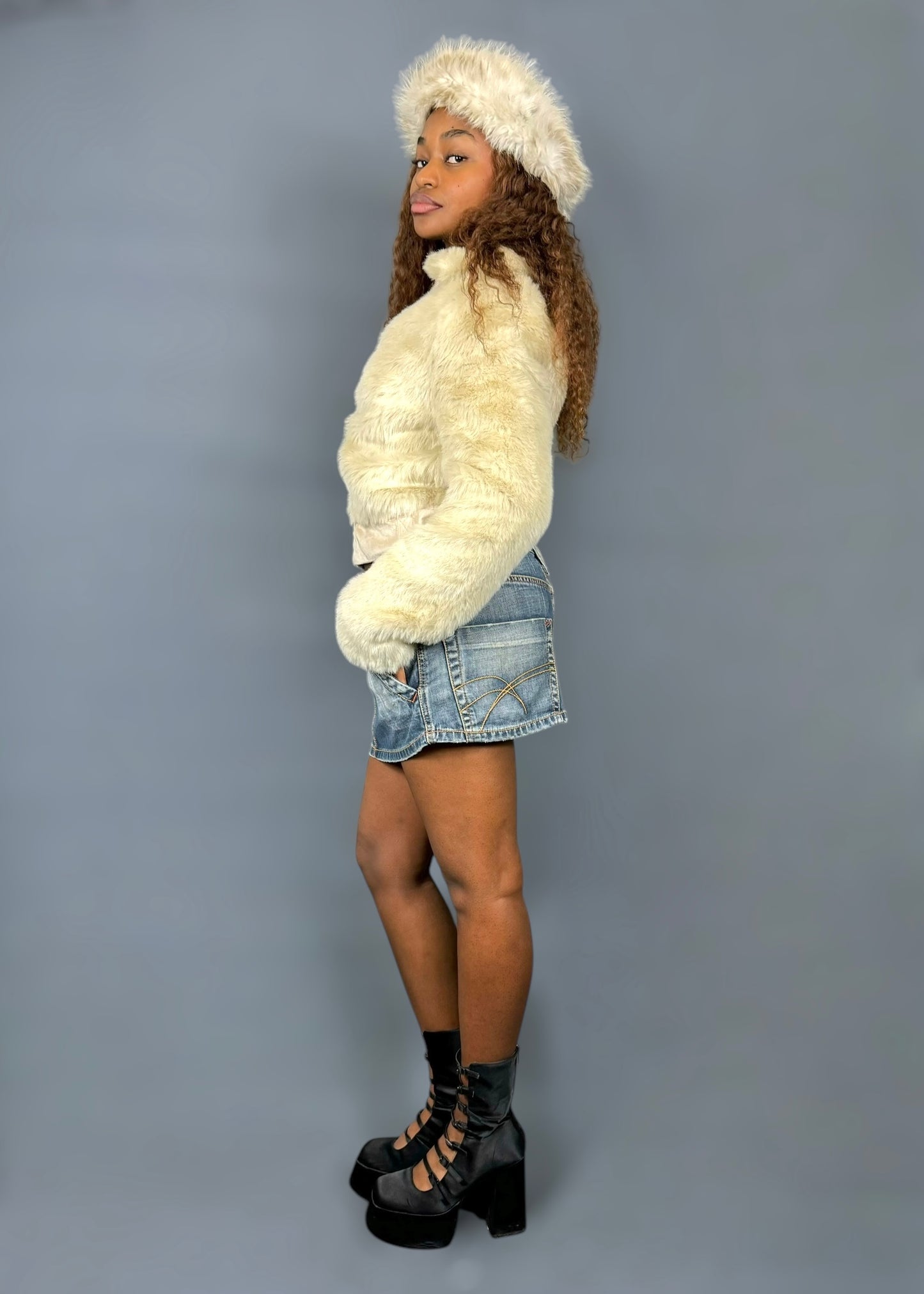 Mini jupe en jean délavé