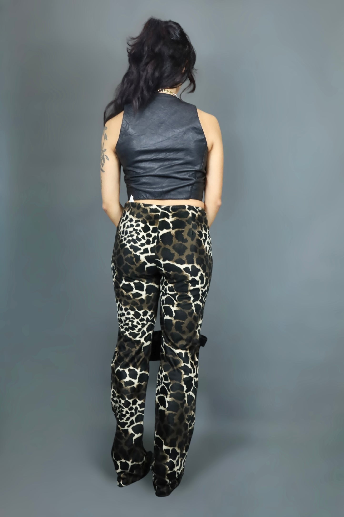 Pantalon en velours imprimé léopard