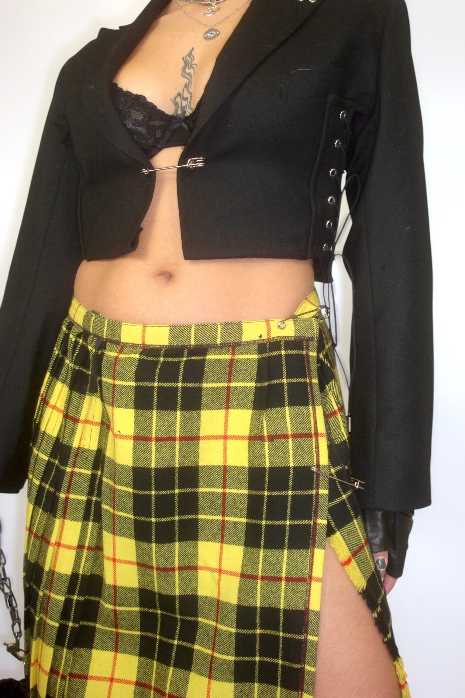 Kilt long à carreaux jaunes