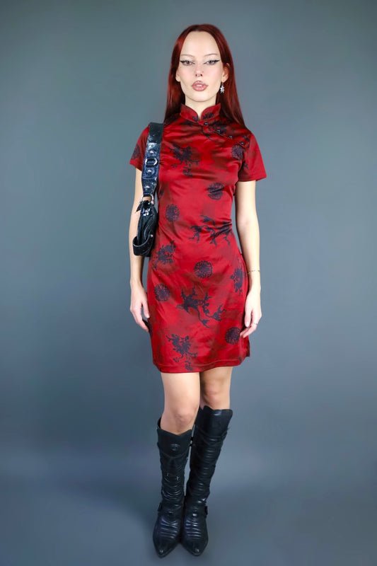 Mini robe rouge inspiration asiatique