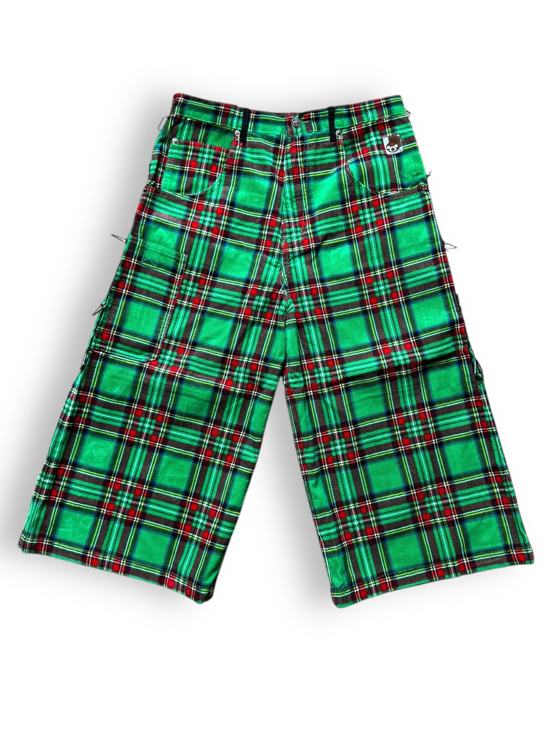 Short baggy tartan vert deadstock