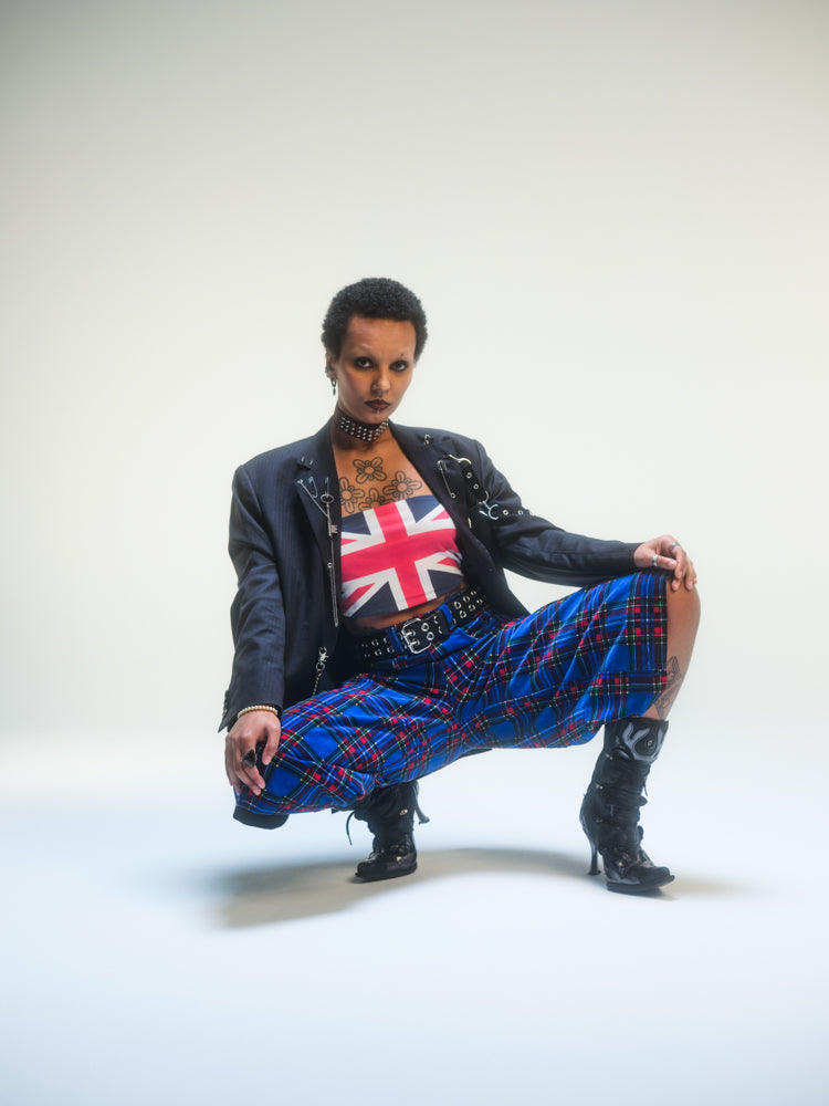 Short baggy tartan bleu deadstock