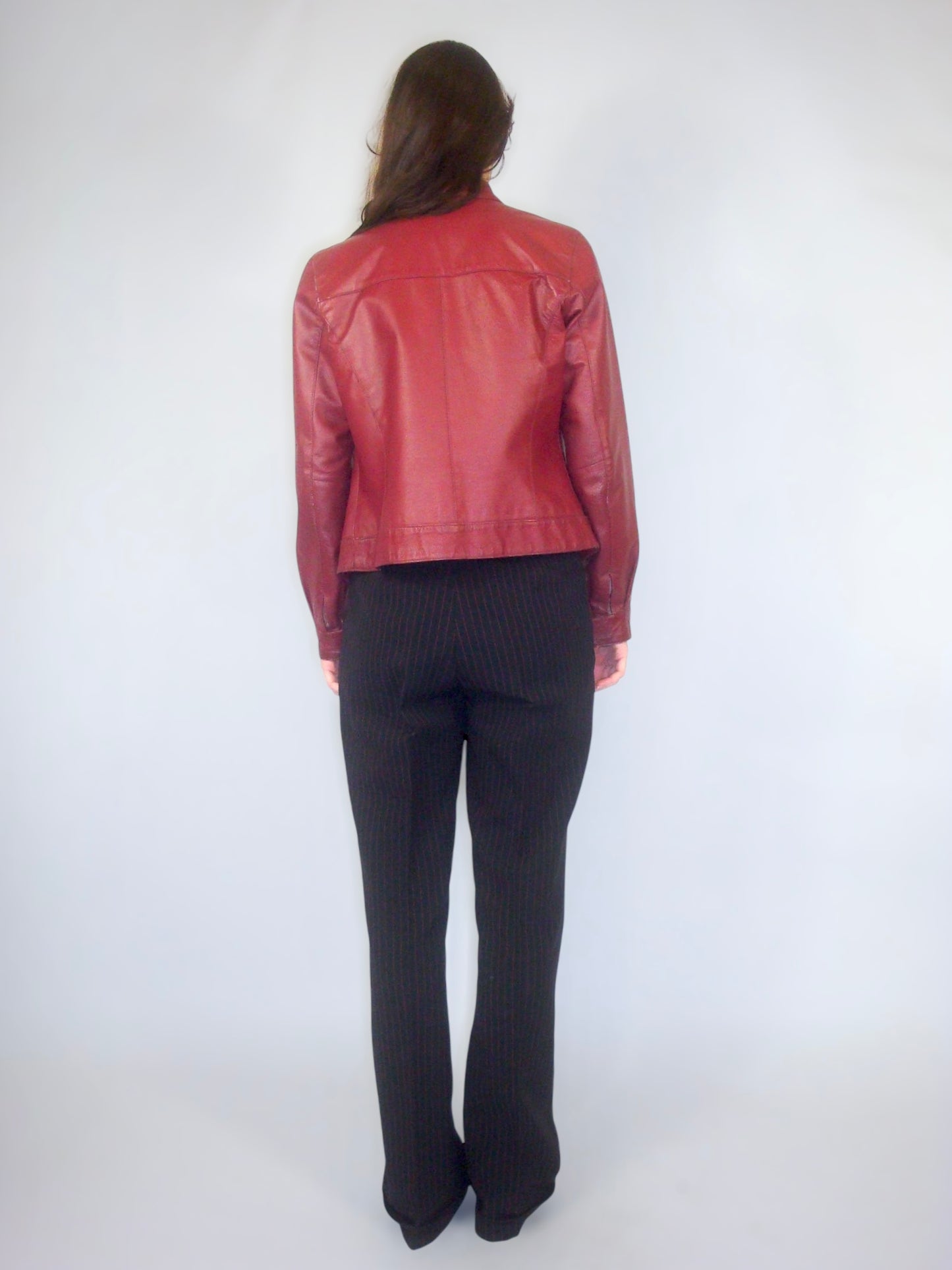 Veste de biker en cuir bordeaux