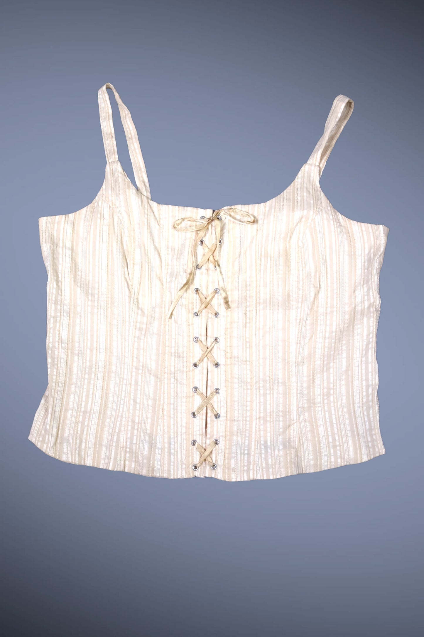 Top corset beige Ă lacets