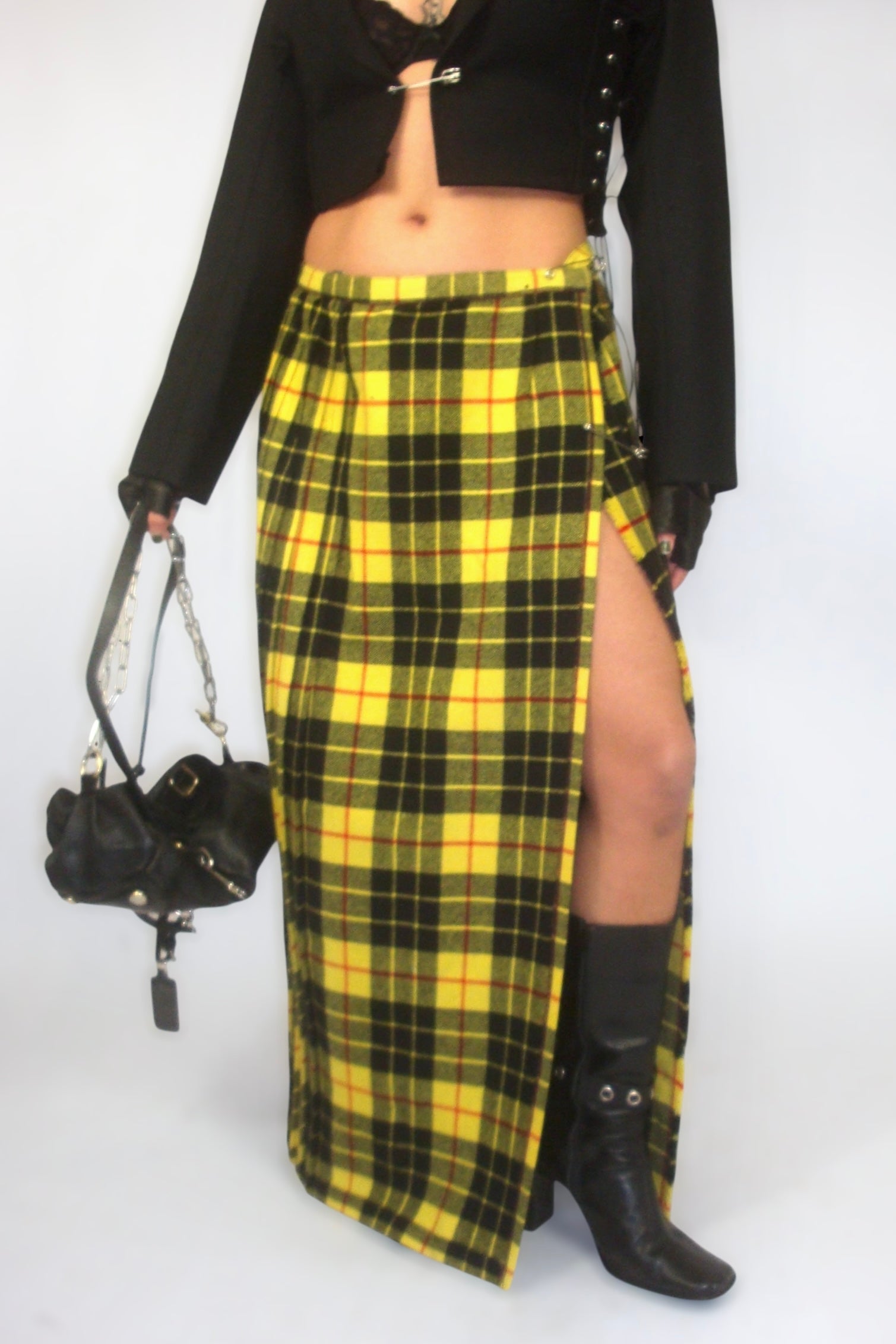 Kilt long à carreaux jaunes