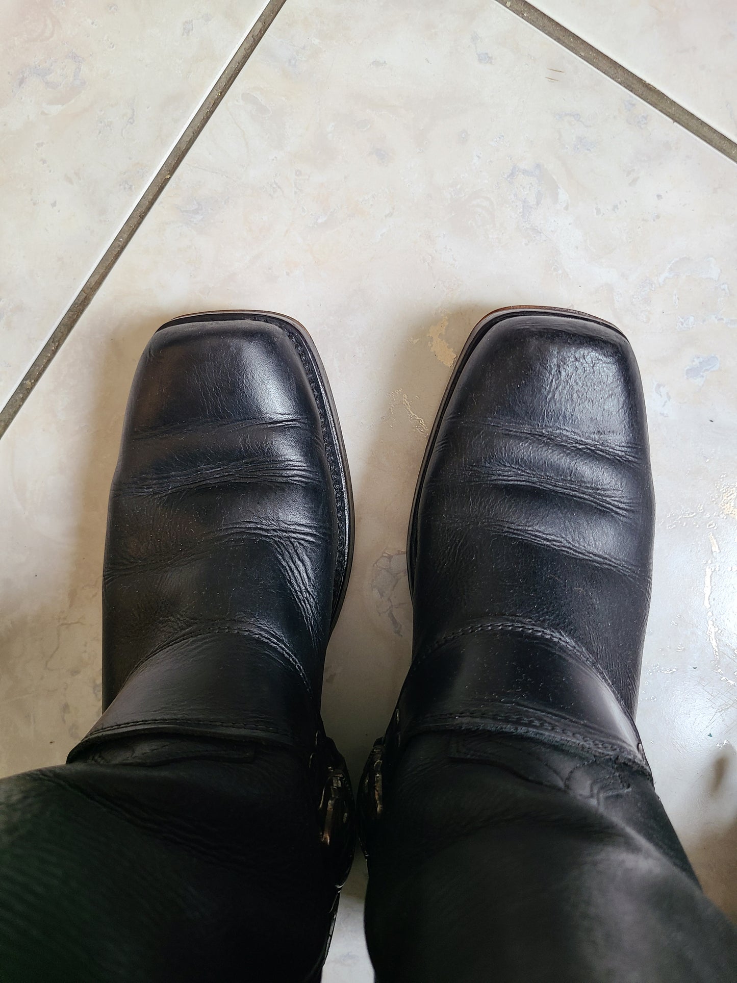 Bottes de biker en cuir noir New Rock