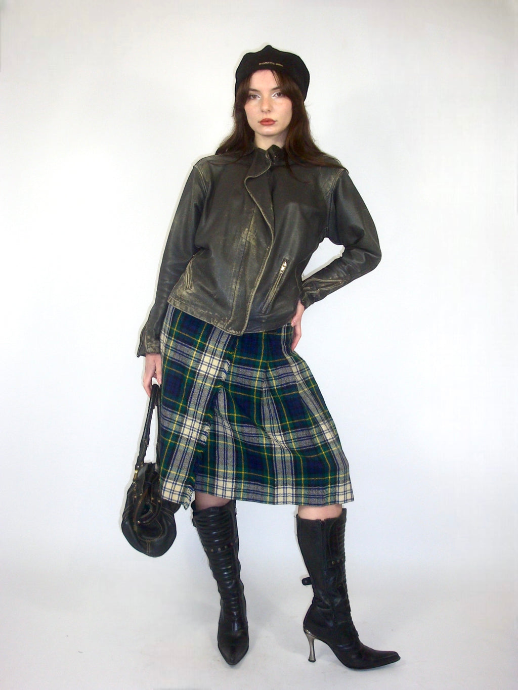 Veste en cuir patiné