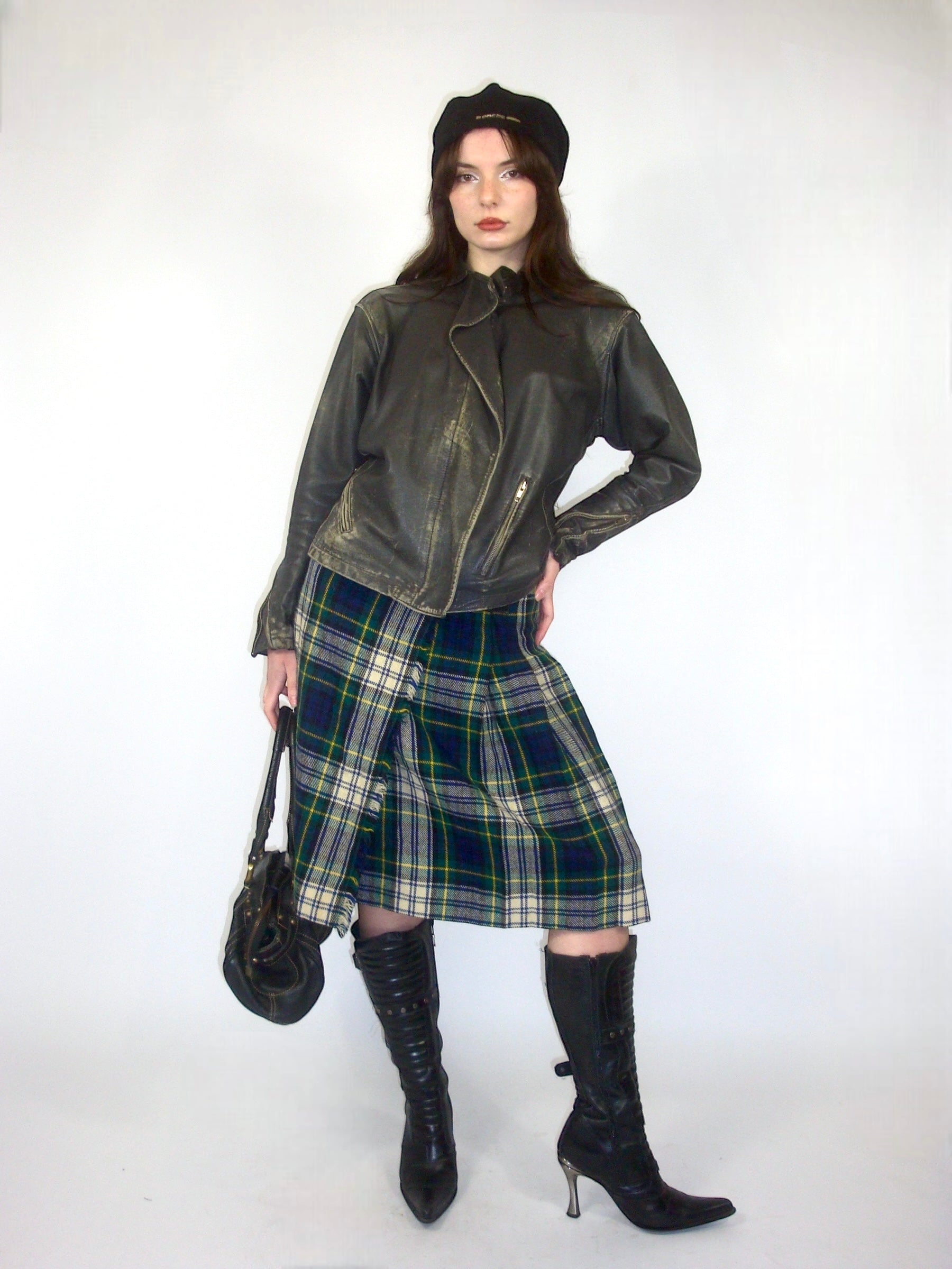 Veste en cuir patiné