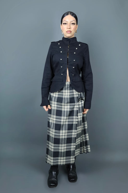 Kilt long à carreaux noirs