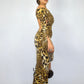 Robe longue léopard dos nu