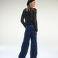 Pantalon baggy tartan bleu deadstock