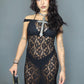 Robe longue en dentelle noire