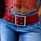 Ceinture large en cuir rouge