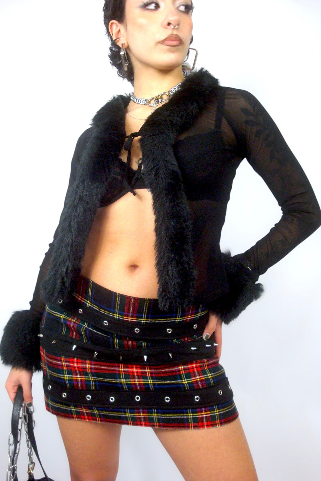 Gilet en mesh et fausse fourrure