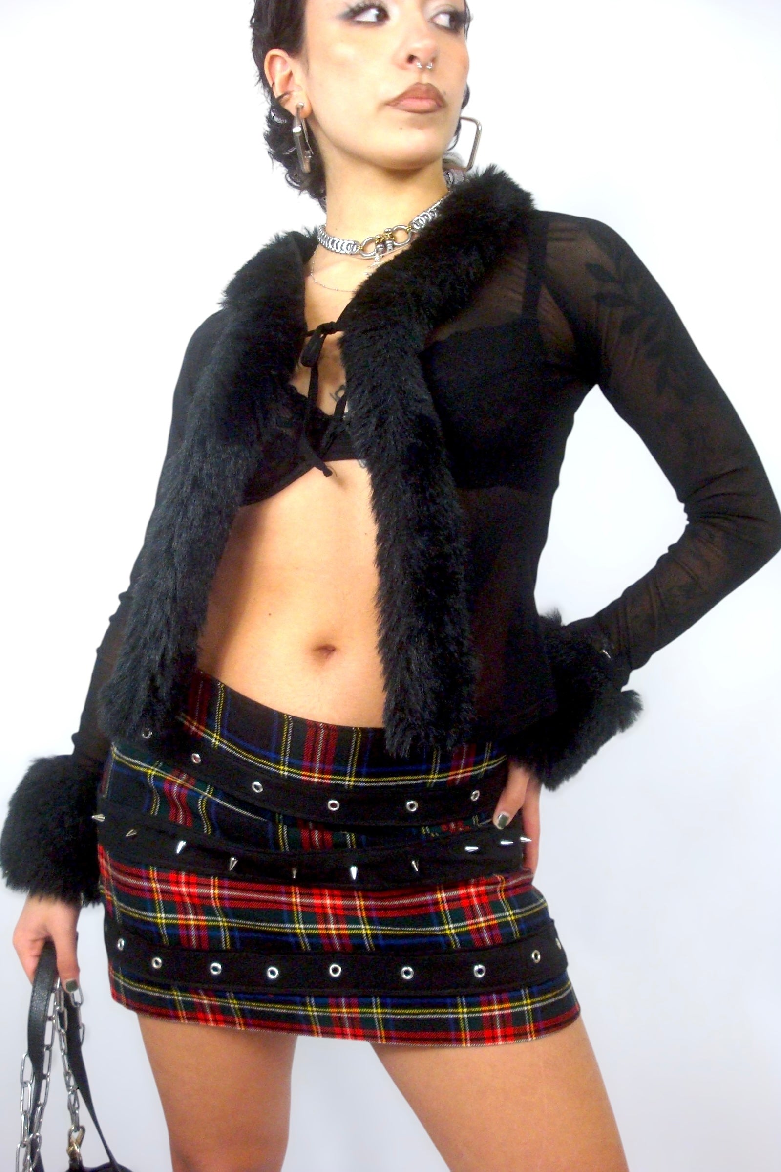 Gilet en mesh et fausse fourrure