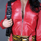 Veste de biker en cuir rouge