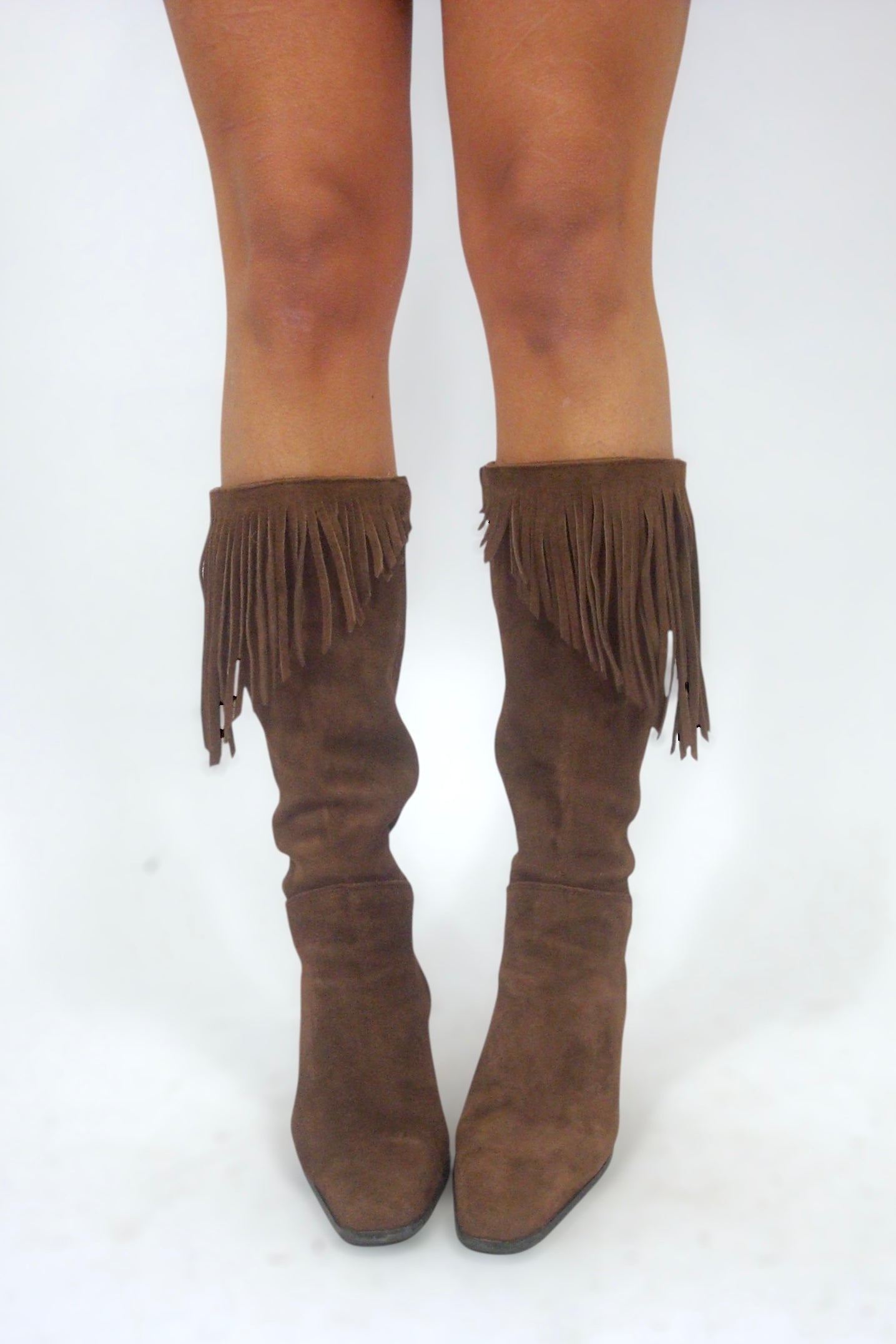 Botte à franges en daim marron