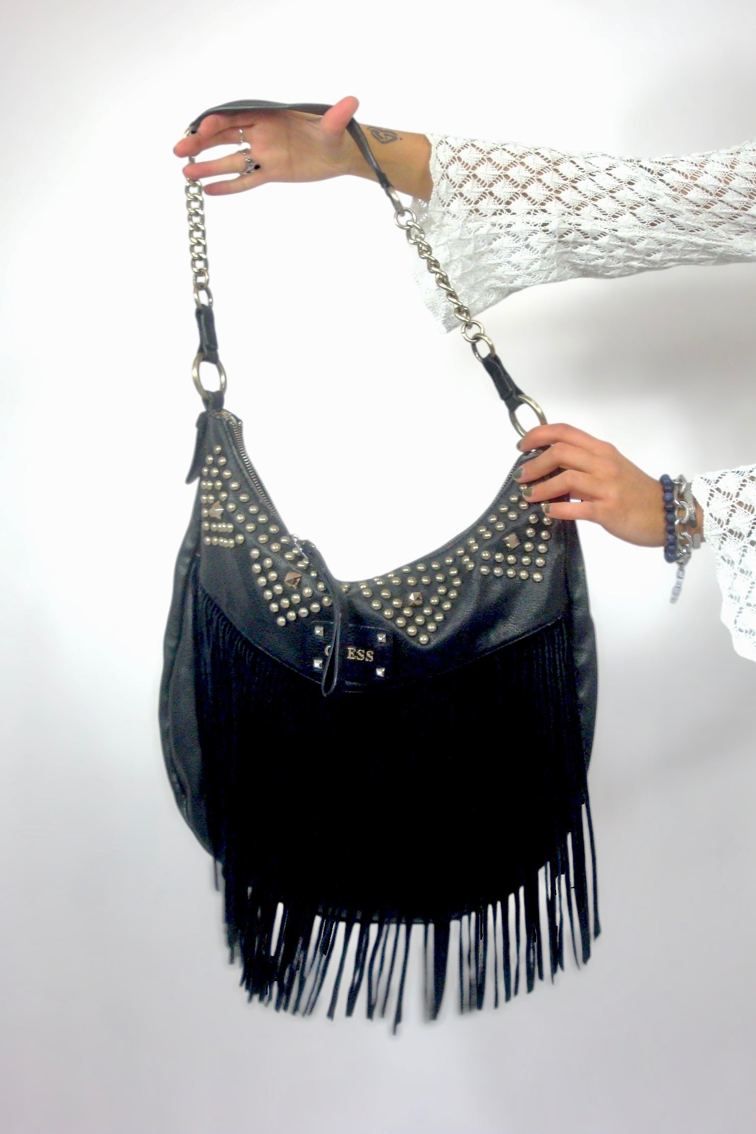 Sac guess noir à franges